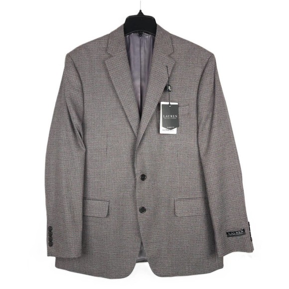 Lauren Ralph Lauren Classic-Fit Ultraflex Blazer Red/Grey Houndstooth 42R NWT